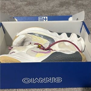 Nike Giannis Men’s Athletic Shoes White with Yellow, Pink, Gray Accents